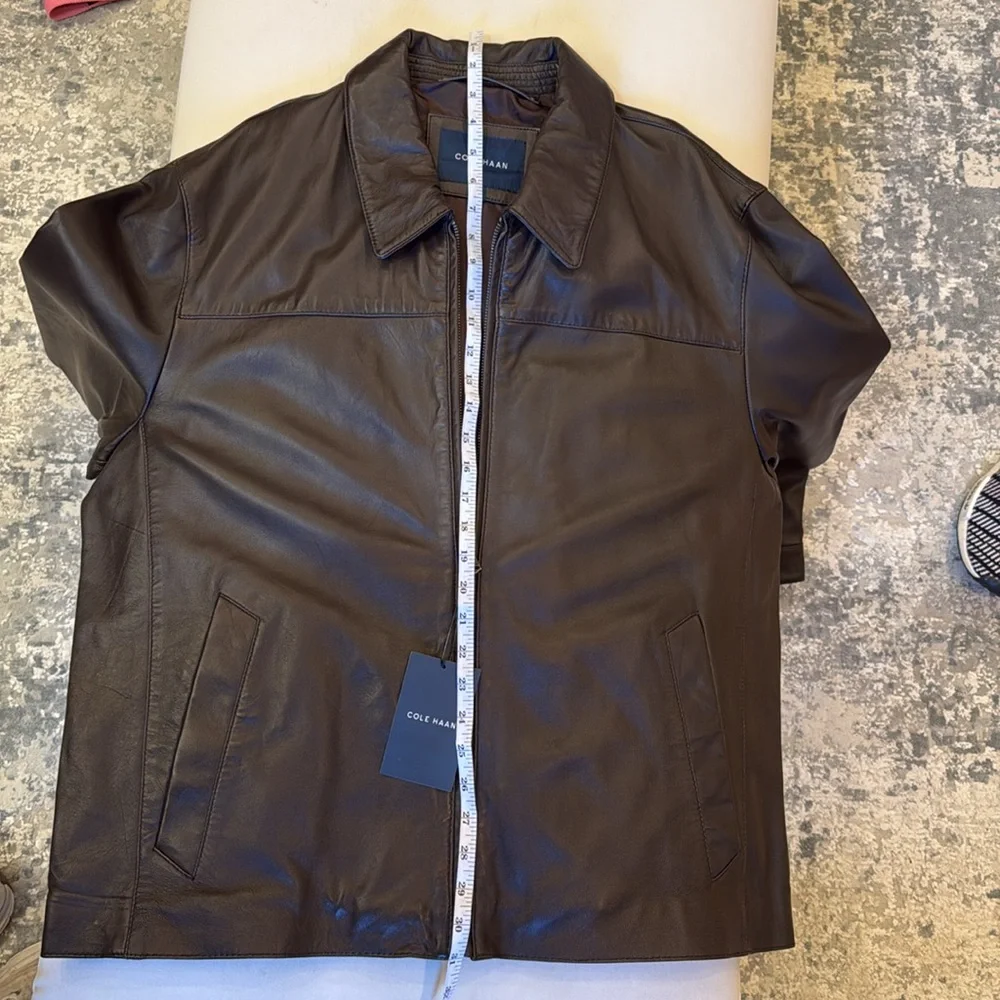 NWT Cole Haan Brown Leather Jacket Size XXL - Picture 12 of 12
